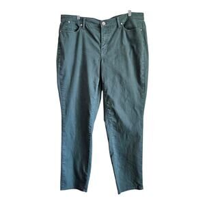 TALBOTS Flawless Jeans 16 16W Slim Ankle Green Khaki Cotton Tencel 37 x 28